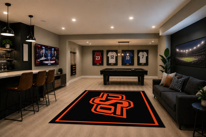 Oklahoma State Cowboys Spirit Rug in Room Setting - Officially Licensed NCAA Area Rug