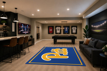 Pittsburgh Panthers Spirit Rug in Room Setting - Officially Licensed NCAA Area Rug