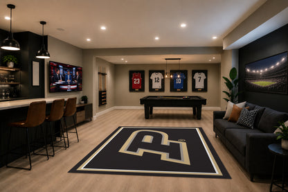 Purdue Boilermakers Spirit Rug in Room Setting - Officially Licensed NCAA Area Rug