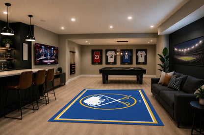 Buffalo Sabres Spirit Rug in Room Setting - Officially Licensed NHL Area Rug