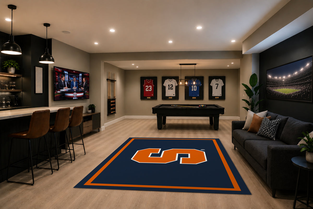 Syracuse Orange Spirit Rug in Room Setting - Officially Licensed NCAA Area Rug