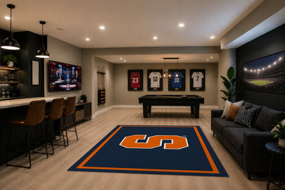 Syracuse Orange Spirit Rug in Room Setting - Officially Licensed NCAA Area Rug