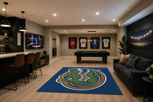Florida Gators Spirit Rug in Room Setting - Officially Licensed NCAA Area Rug