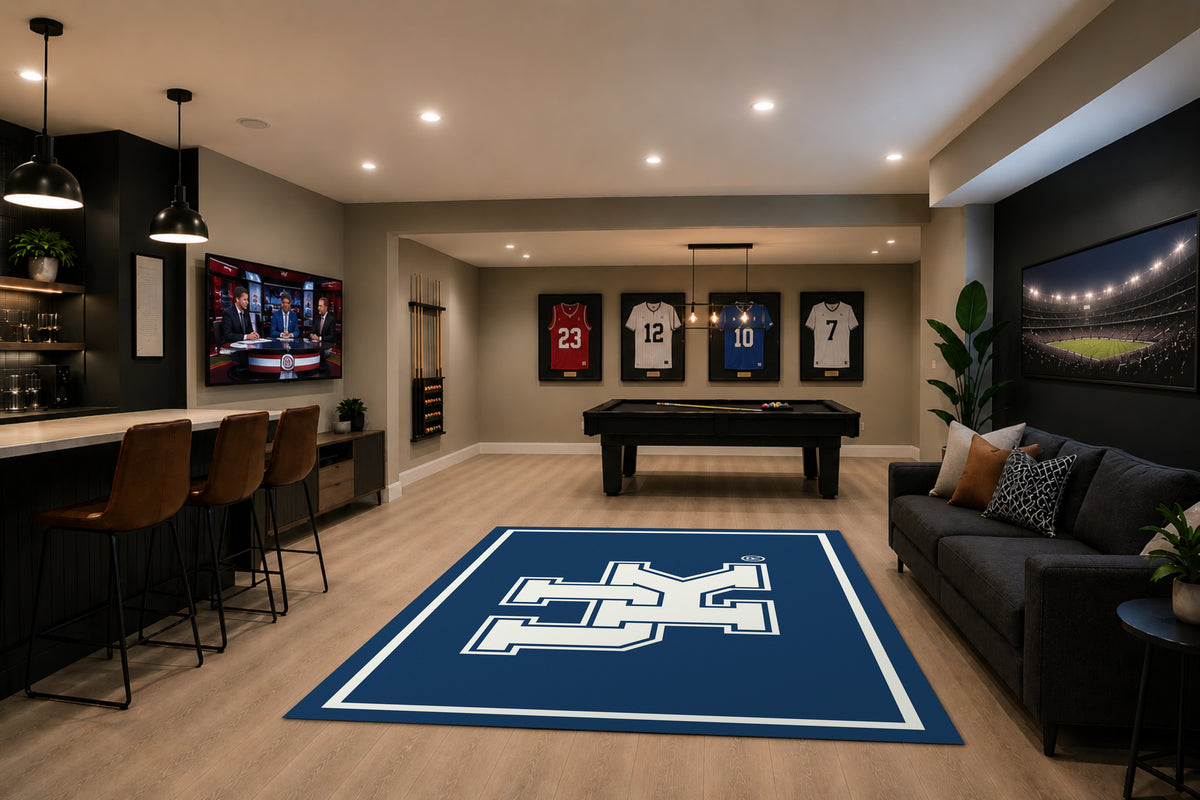 Kentucky Wildcats Spirit Rug in Room Setting - Officially Licensed NCAA Area Rug