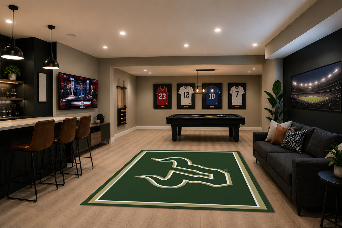 South Florida Bulls Spirit Rug in Room Setting - Officially Licensed NCAA Area Rug