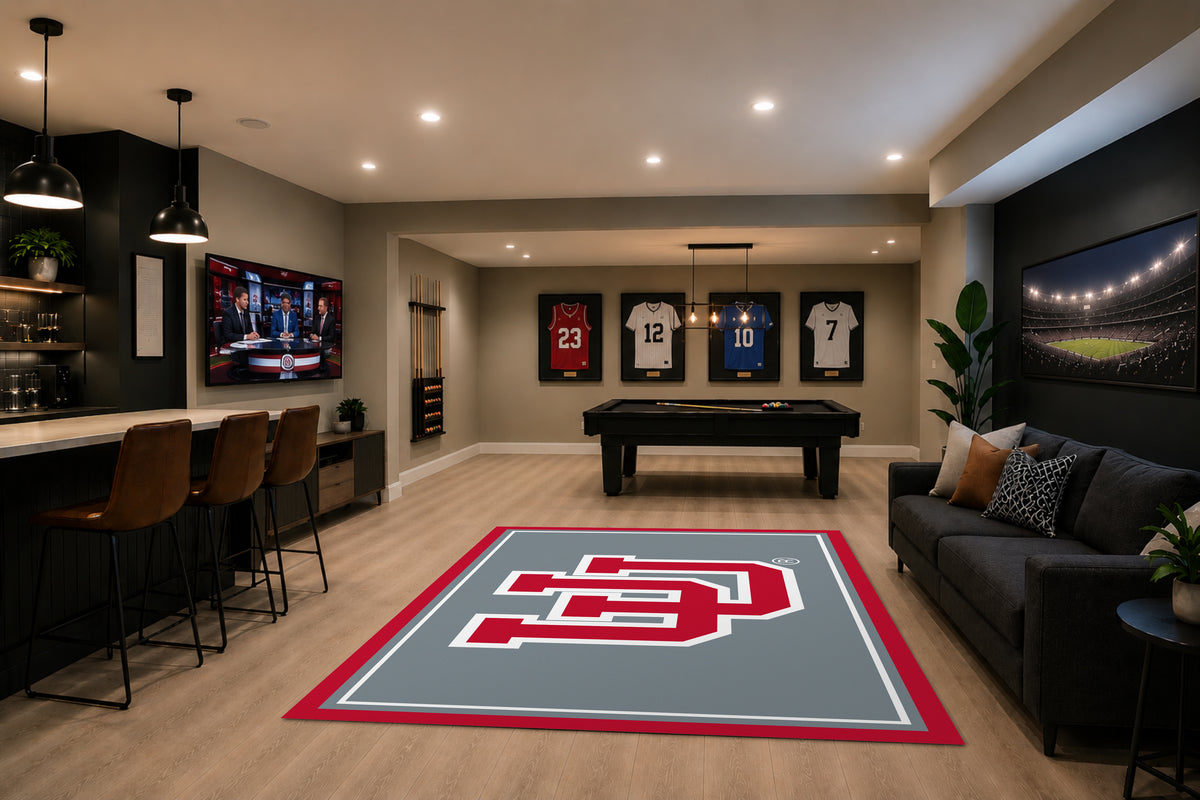 Utah Utes Spirit Rug in Room Setting - Officially Licensed NCAA Area Rug