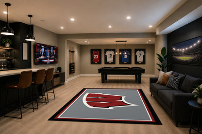 Wisconsin Badgers Spirit Rug in Room Setting - Officially Licensed NCAA Area Rug