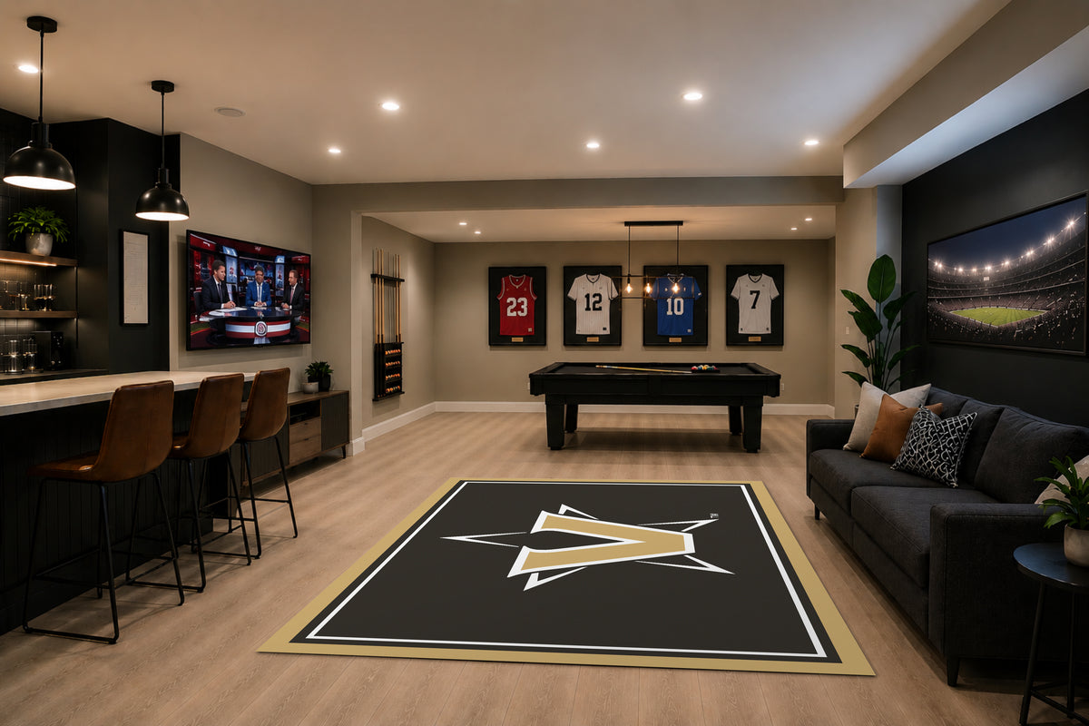 Vanderbilt Commodores Spirit Rug in Room Setting - Officially Licensed NCAA Area Rug
