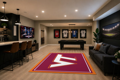 Virginia Tech Hokies Spirit Rug in Room Setting - Officially Licensed NCAA Area Rug