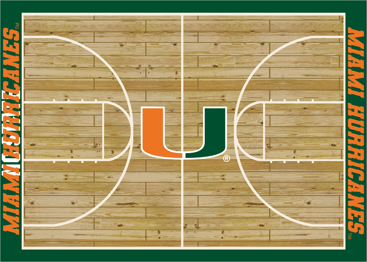 Miami Hurricanes Courtside Rug - Officially Licensed NCAA Area Rug