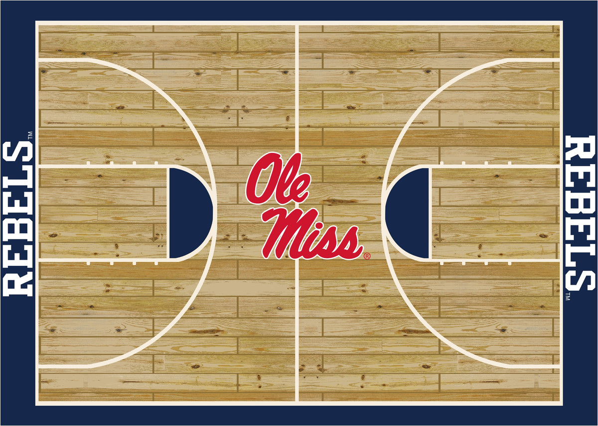 Mississippi Rebels Courtside Rug - Officially Licensed NCAA Area Rug