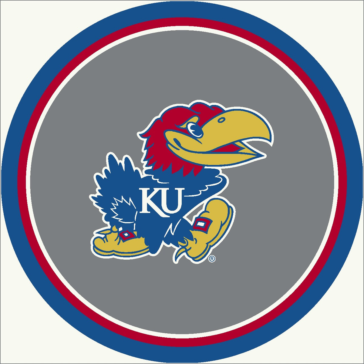 Kansas Jayhawks Round Spirit Rug - Officially Licensed NCAA Area Rug