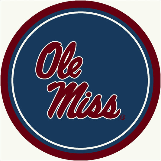 Mississippi Rebels Round Spirit Rug - Officially Licensed NCAA Area Rug