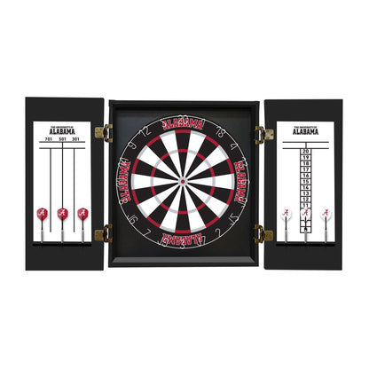 Alabama Crimson Tide Dartboard Cabinet Set - Officially Licensed NCAA Game Room