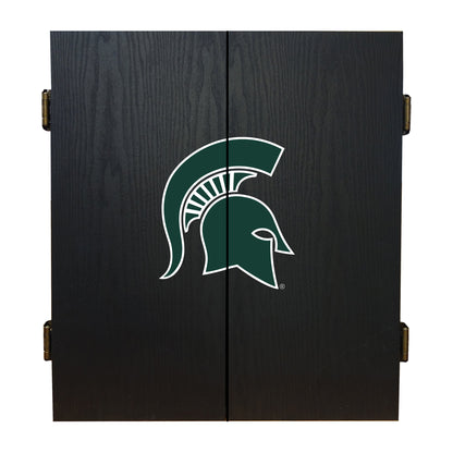 Michigan State Spartans Dartboard Cabinet Set - Officially Licensed NCAA Game Room