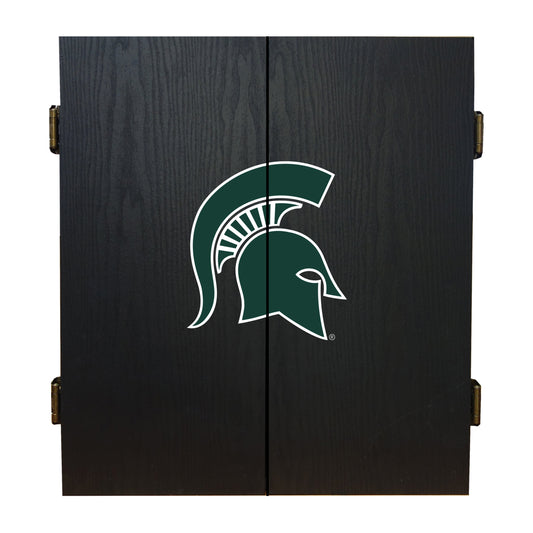 Michigan State Spartans Dartboard Cabinet Set - Officially Licensed NCAA Game Room