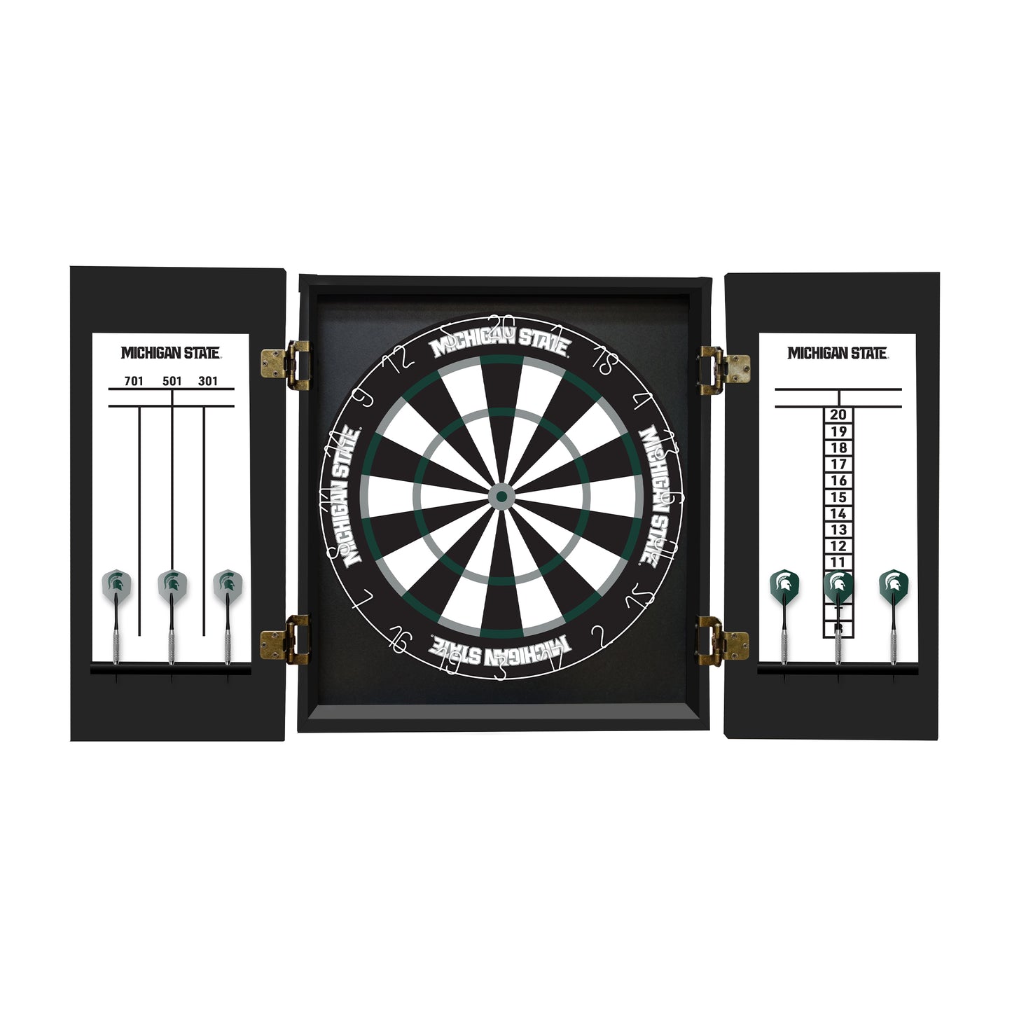 Michigan State Spartans Dartboard Cabinet Set - Officially Licensed NCAA Game Room