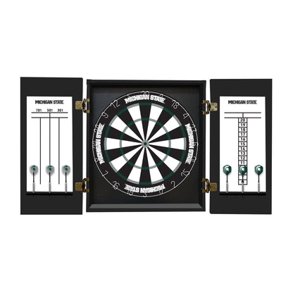 Michigan State Spartans Dartboard Cabinet Set - Officially Licensed NCAA Game Room