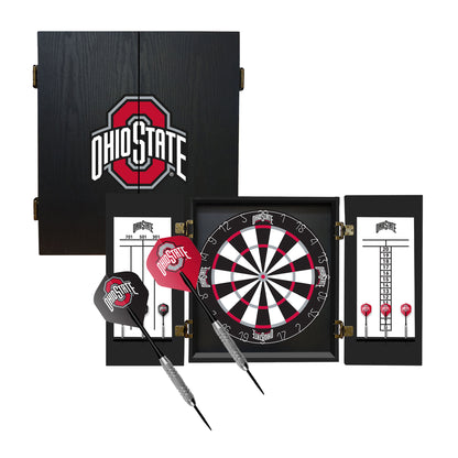 Ohio State Buckeyes Dartboard Cabinet Set - Officially Licensed NCAA Game Room