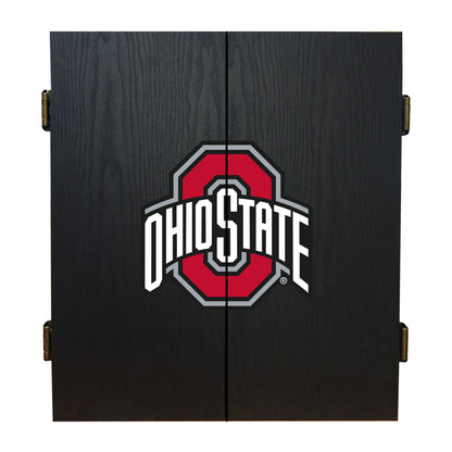 Ohio State Buckeyes Dartboard Cabinet Set - Officially Licensed NCAA Game Room