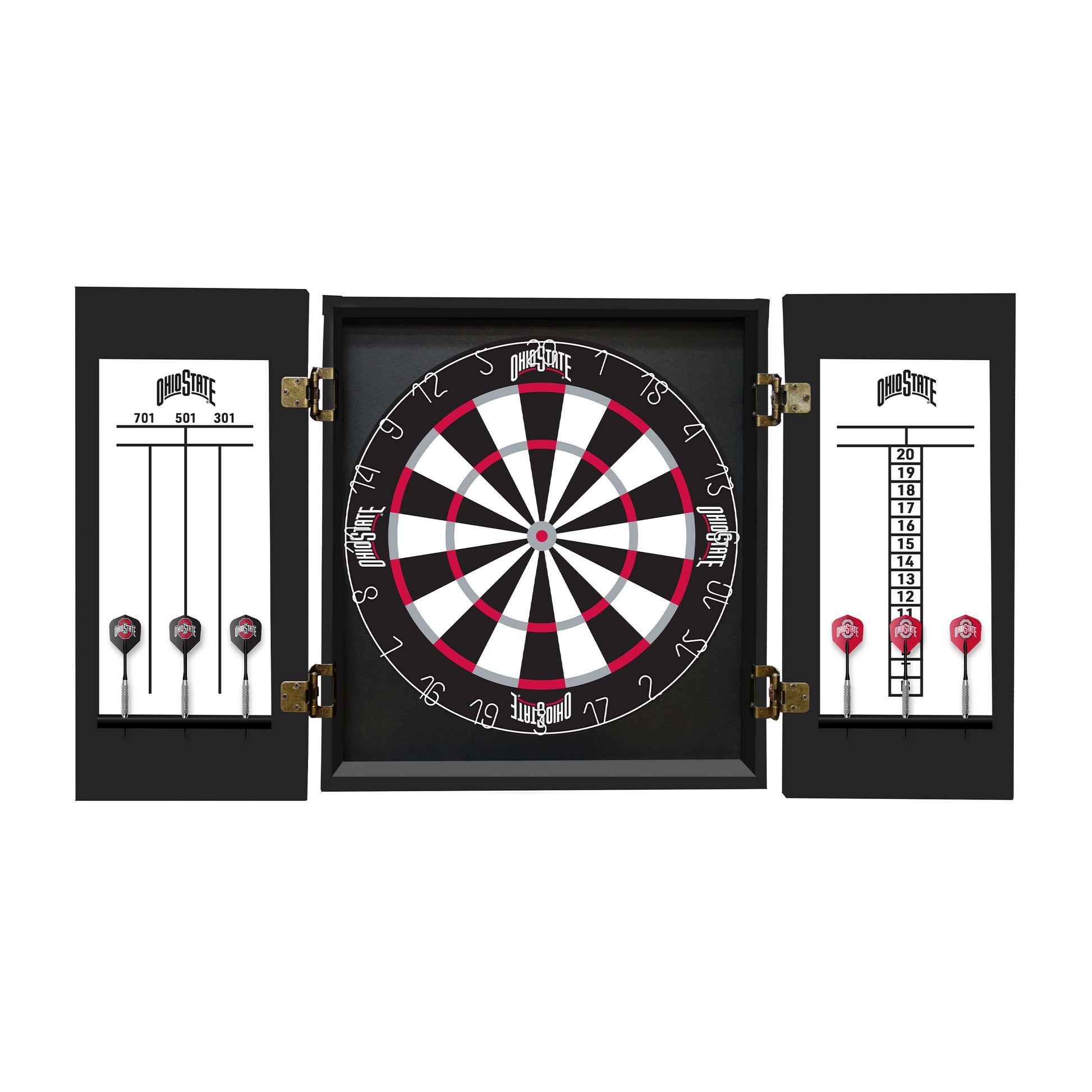 Ohio State Buckeyes Dartboard Cabinet Set - Officially Licensed NCAA Game Room