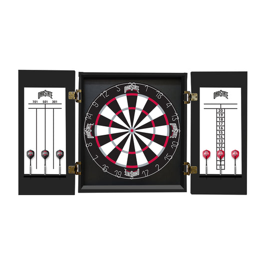 Ohio State Buckeyes Dartboard Cabinet Set - Officially Licensed NCAA Game Room