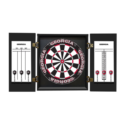 Georgia Bulldogs Dartboard Cabinet Set - Officially Licensed NCAA Game Room