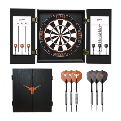 Texas Longhorns Dartboard Cabinet Set - Officially Licensed NCAA Game Room