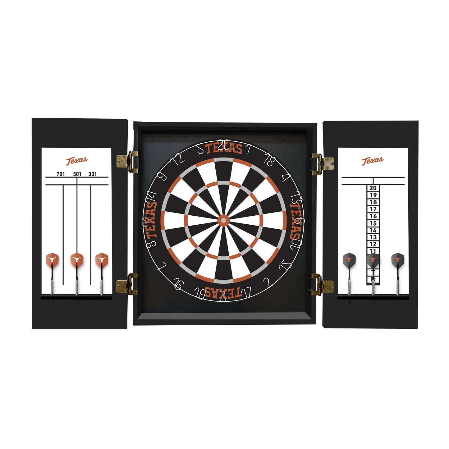 Texas Longhorns Dartboard Cabinet Set - Officially Licensed NCAA Game Room