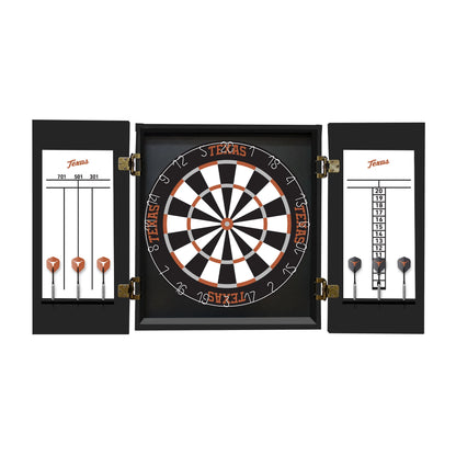 Texas Longhorns Dartboard Cabinet Set - Officially Licensed NCAA Game Room