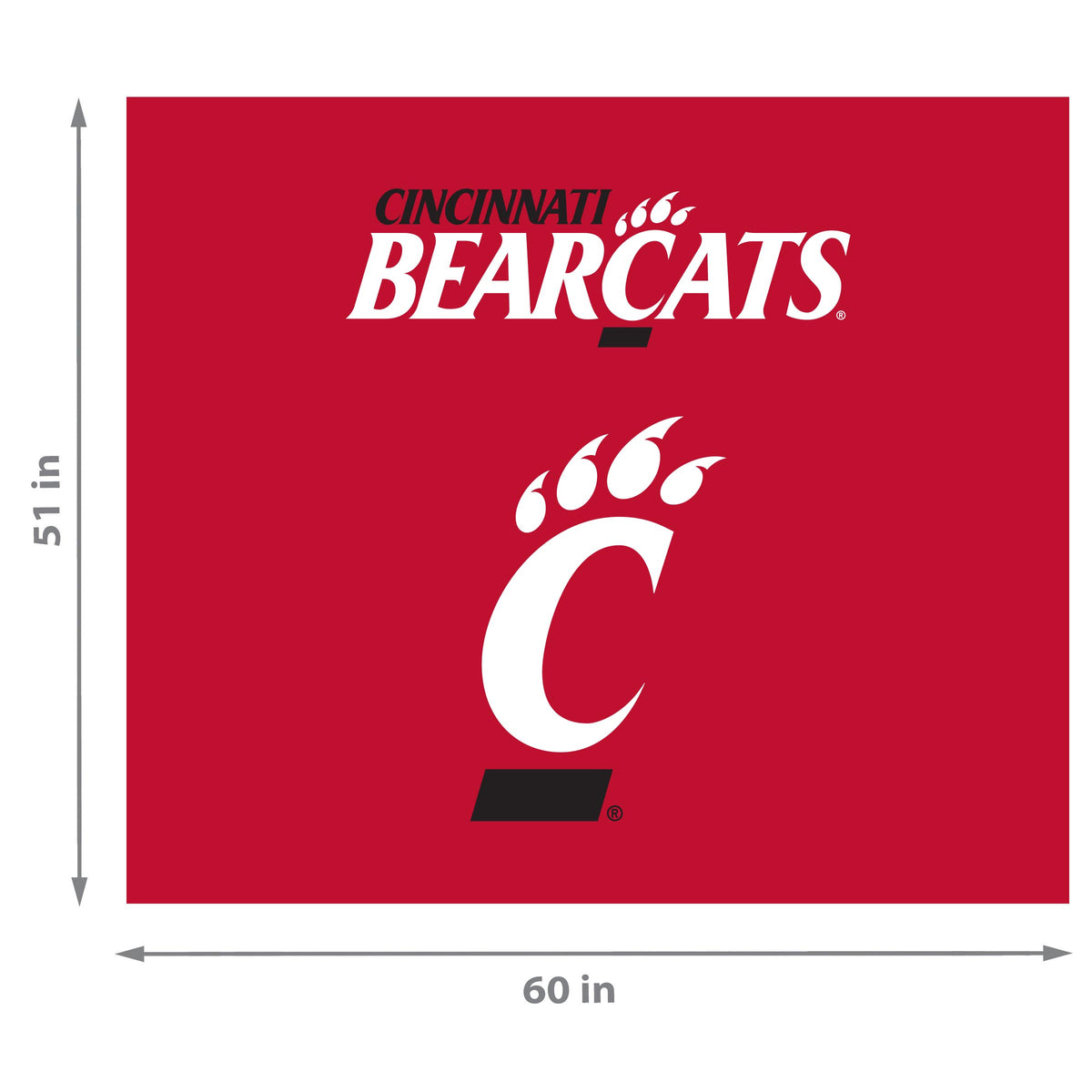 Cincinnati Bearcats NCAA Hanging wall tapestry Dimensions