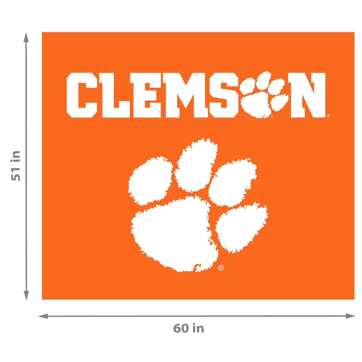 Clemson Tigers NCAA Hanging wall tapestry Dimensions