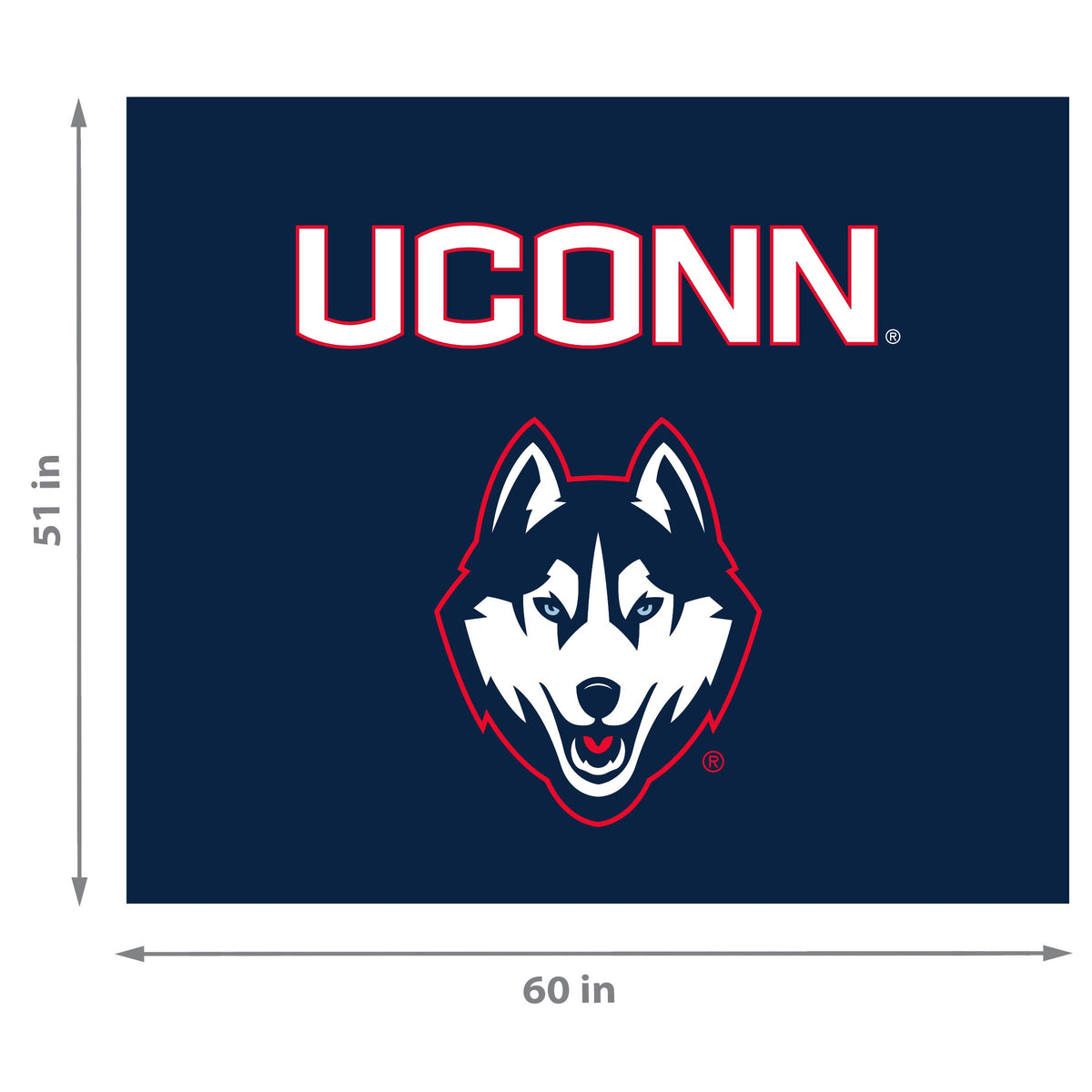 Connecticut Huskies NCAA Hanging wall tapestry Dimensions