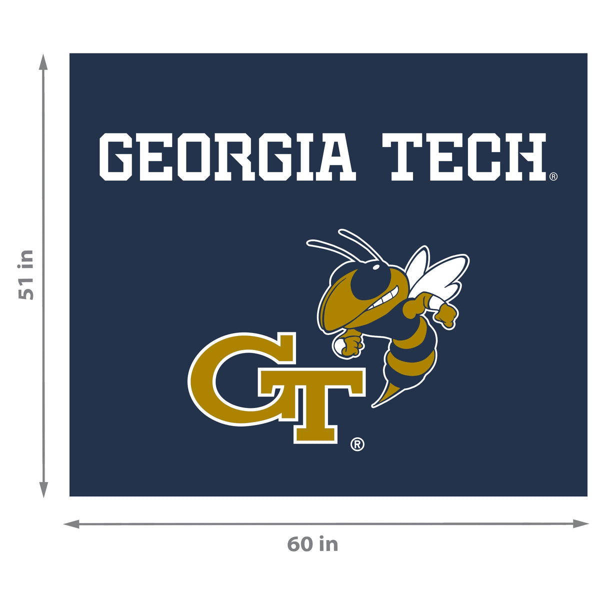 Georgia Tech Yellow Jackets NCAA Hanging wall tapestry Dimensions