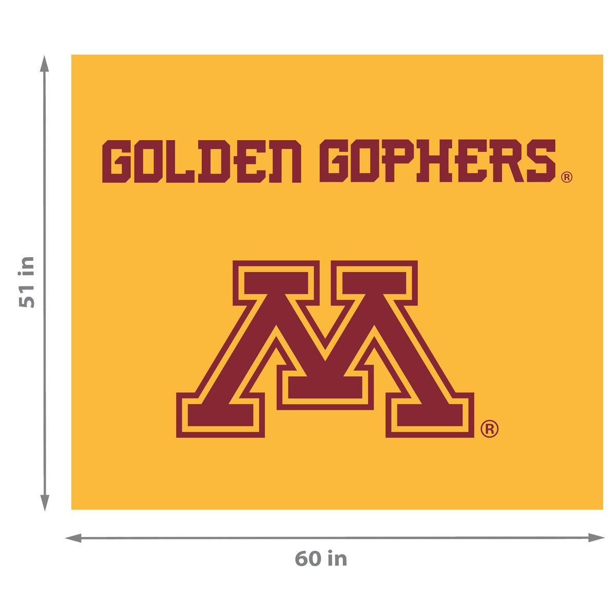 Minnesota Golden Gophers NCAA Hanging wall tapestry Dimensions