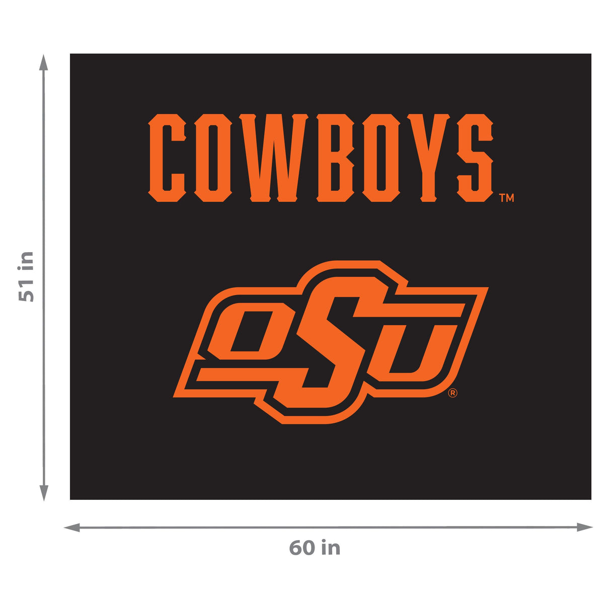 Oklahoma State Cowboys NCAA Hanging wall tapestry Dimensions