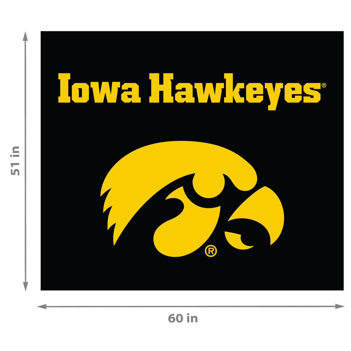 Iowa Hawkeyes NCAA Hanging wall tapestry Dimensions