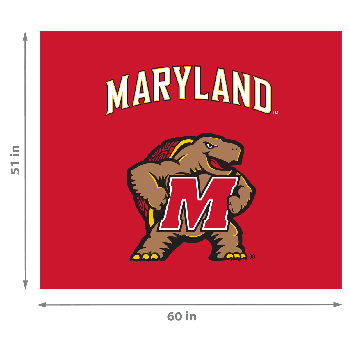 Maryland Terrapins NCAA Hanging wall tapestry Dimensions