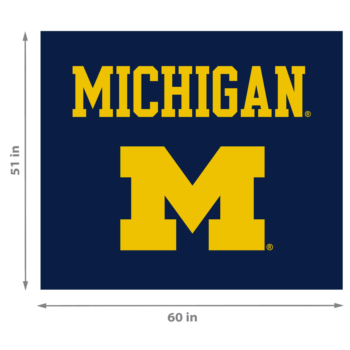 Michigan Wolverines NCAA Hanging wall tapestry Dimensions
