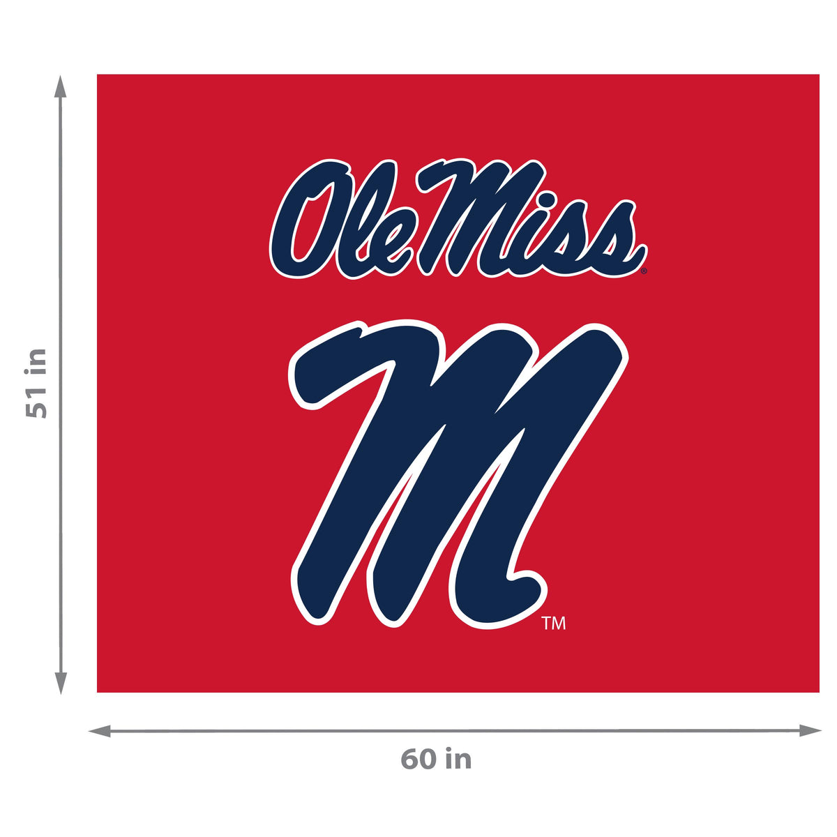 Mississippi Rebels NCAA Hanging wall tapestry Dimensions