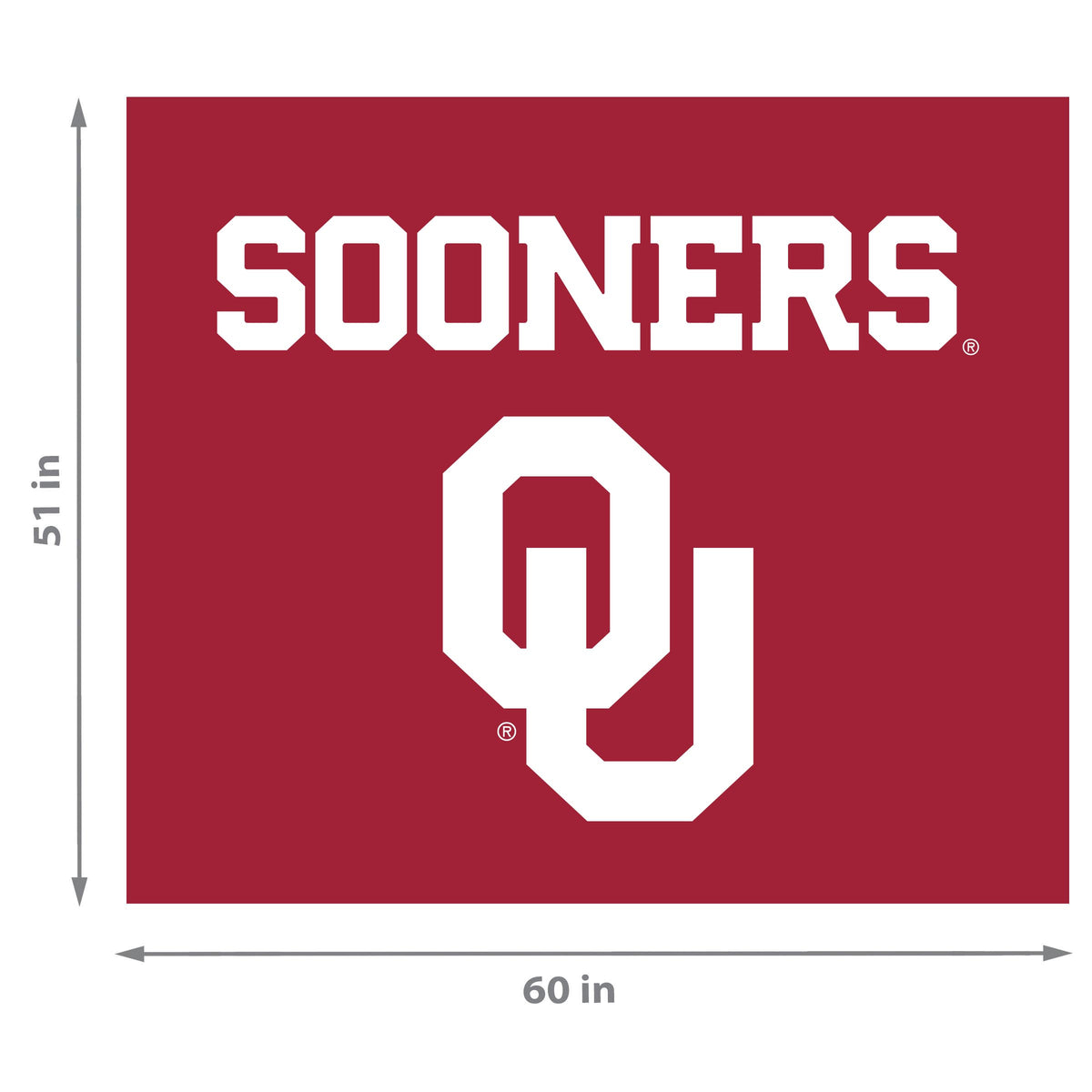 Oklahoma Sooners NCAA Hanging wall tapestry Dimensions