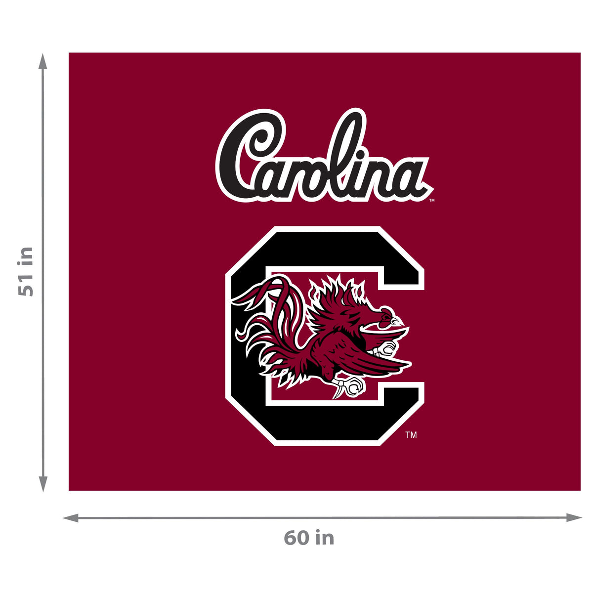 South Carolina Gamecocks NCAA Hanging wall tapestry Dimensions