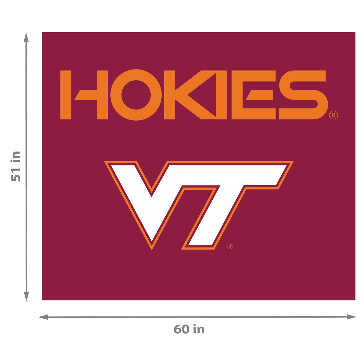 Virginia Tech Hokies NCAA Hanging wall tapestry Dimensions