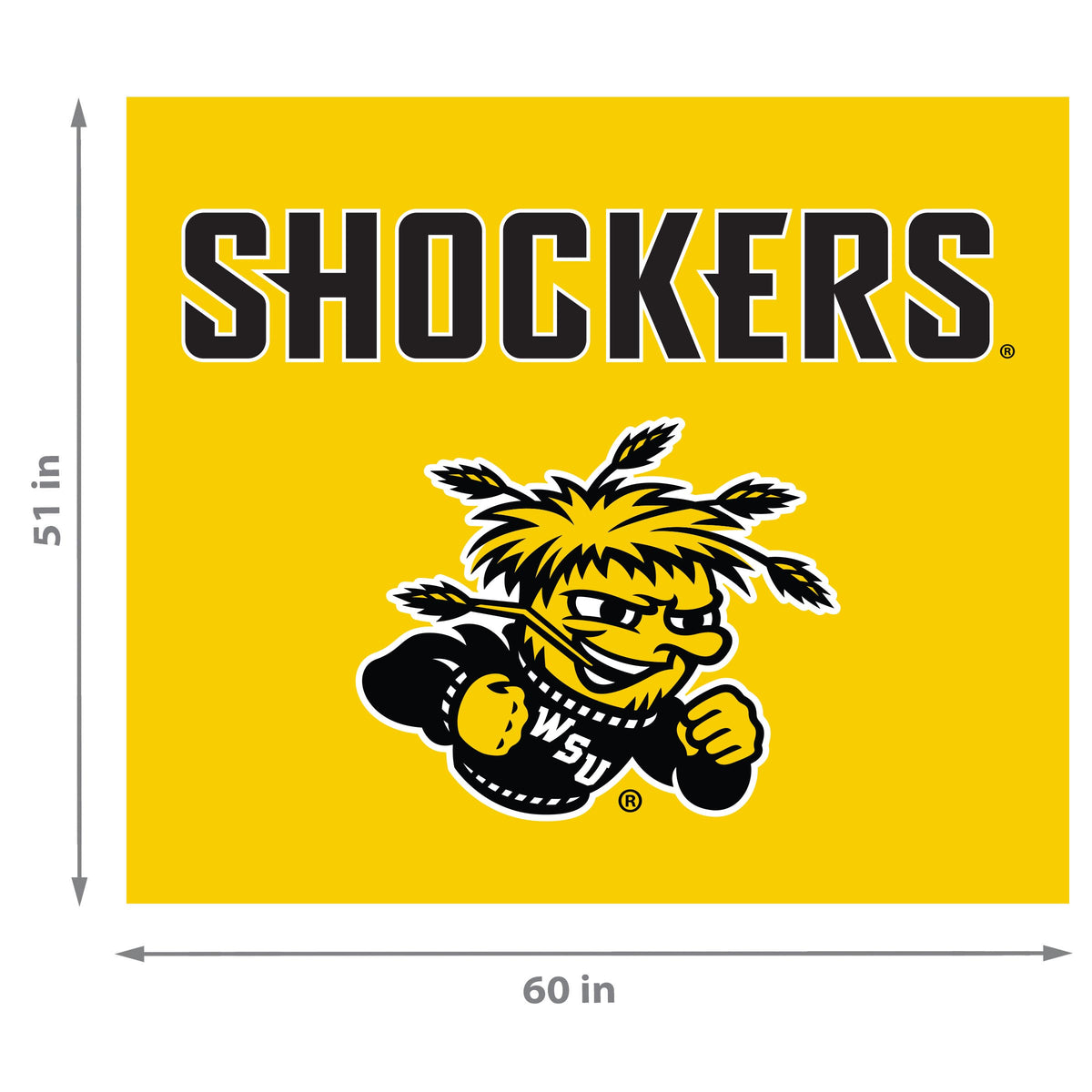 Wichita State Shockers NCAA Hanging wall tapestry Dimensions