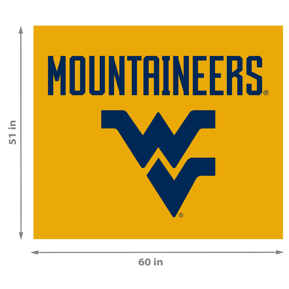 West Virginia Mountaineers NCAA Hanging wall tapestry Dimensions