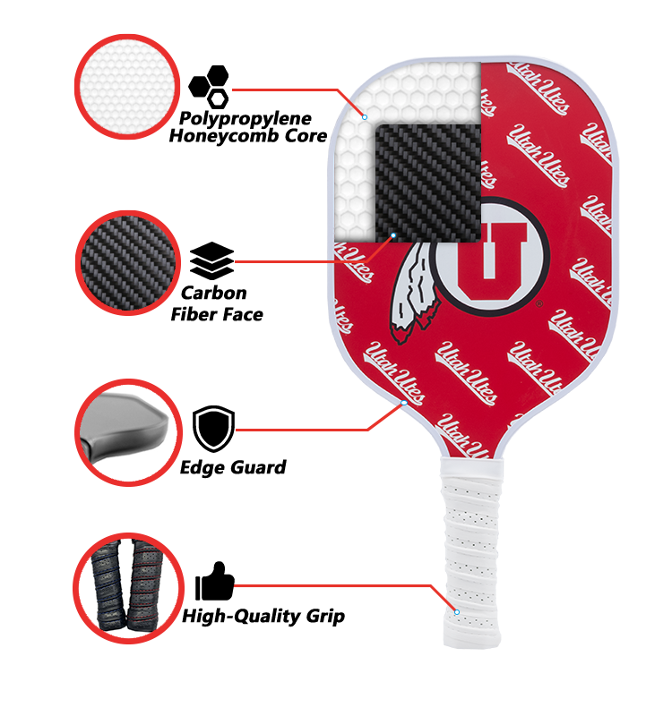 Utah Utes standard pickleball paddle additional view