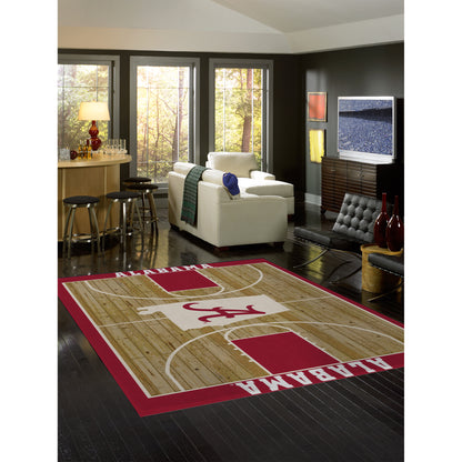 Alabama Crimson Tide courtside style area rug lifestyle