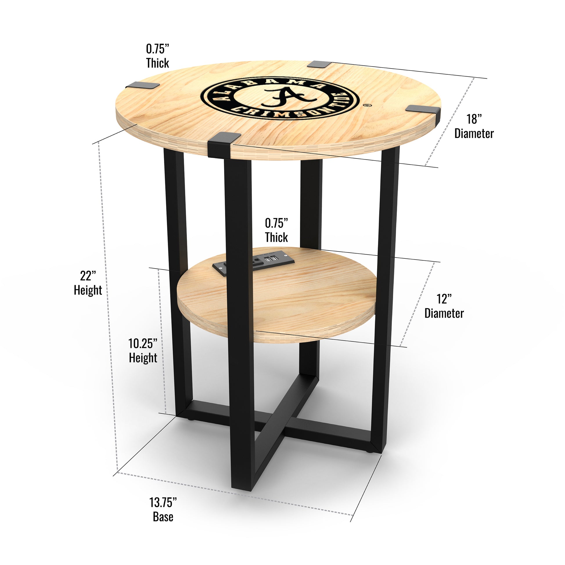 Alabama Crimson Tide Table Dimensions