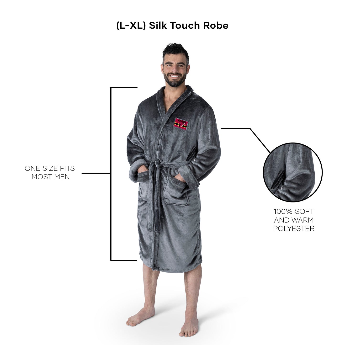 Arizona Cardinals silk touch charcoal men bathrobe