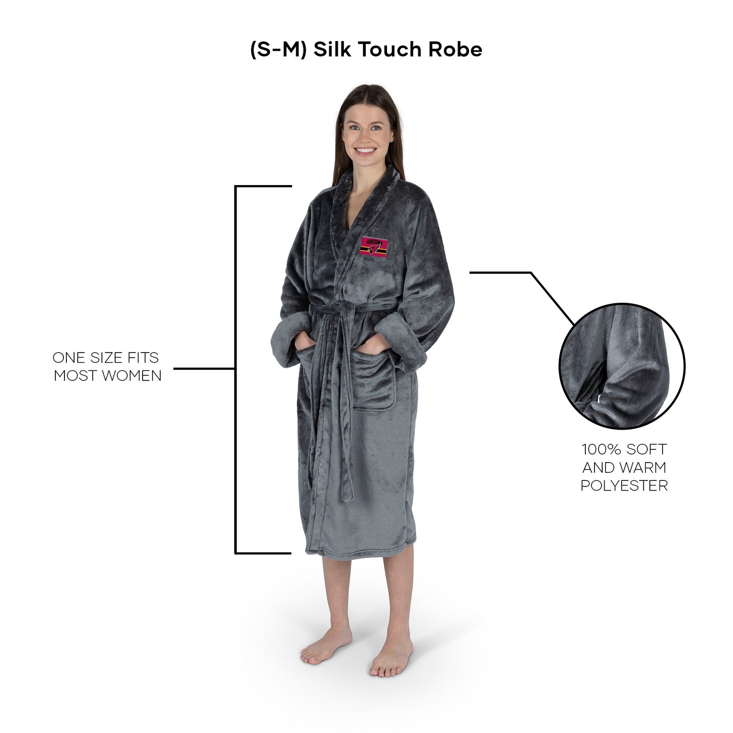 Arizona Cardinals silk touch charcoal women bathrobe